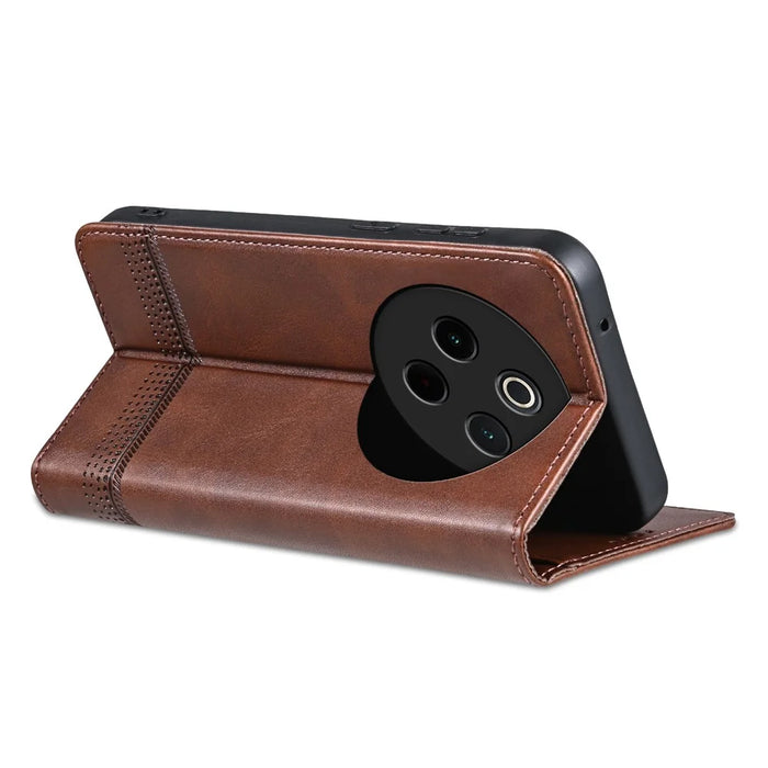 AZNS For vivo Y300 Pro 5G Case Cowhide Texture PU Leather Wallet Phone Cover - Coffee - 3