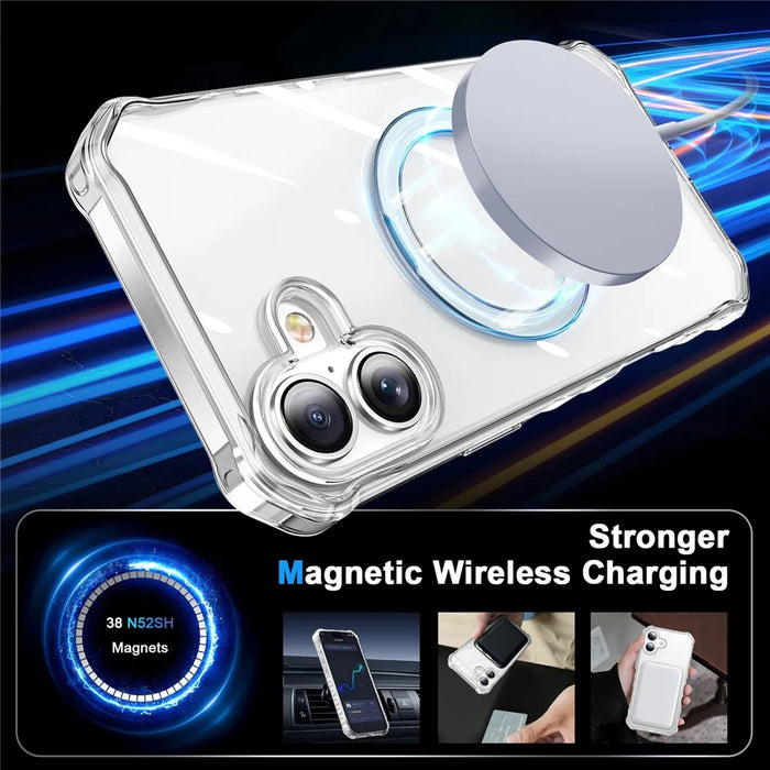 For iPhone 16 Case Small Wavy Edge Compatible with MagSafe Clear Anti-Drop PC+TPU Phone Cover - 2