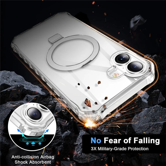 For iPhone 16 Case Small Wavy Edge Compatible with MagSafe Clear Anti-Drop PC+TPU Phone Cover - 3