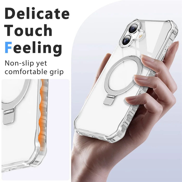 For iPhone 16 Case Small Wavy Edge Compatible with MagSafe Clear Anti-Drop PC+TPU Phone Cover - 6