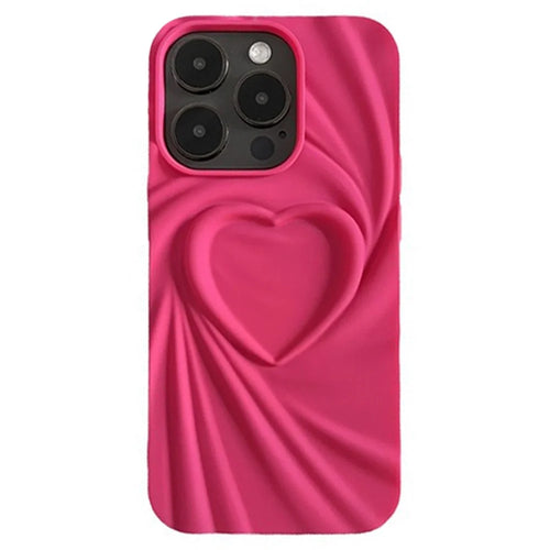 For iPhone 16 Pro Max Case Pleated Swirling Heart TPU Phone Cover - Rose - 1