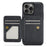 FIERRE SHANN 028 For iPhone 16 Pro Max Case Magnetic Detachable Card Slots Leather Back Cover - Black - 3