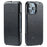 For iPhone 16 Pro Max Case Vertical Flip Leather Crazy Horse Texture Phone Cover - Black - 1
