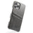 FIERRE SHANN For iPhone 16 Pro Max Case Waxy PU Leather+PC Card Holder Phone Cover - Grey - 3