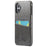 FIERRE SHANN For iPhone 16 Case Waxy PU Leather+PC Card Holder Phone Cover - Grey - 1