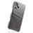 FIERRE SHANN For iPhone 16 Case Waxy PU Leather+PC Card Holder Phone Cover - Grey - 3