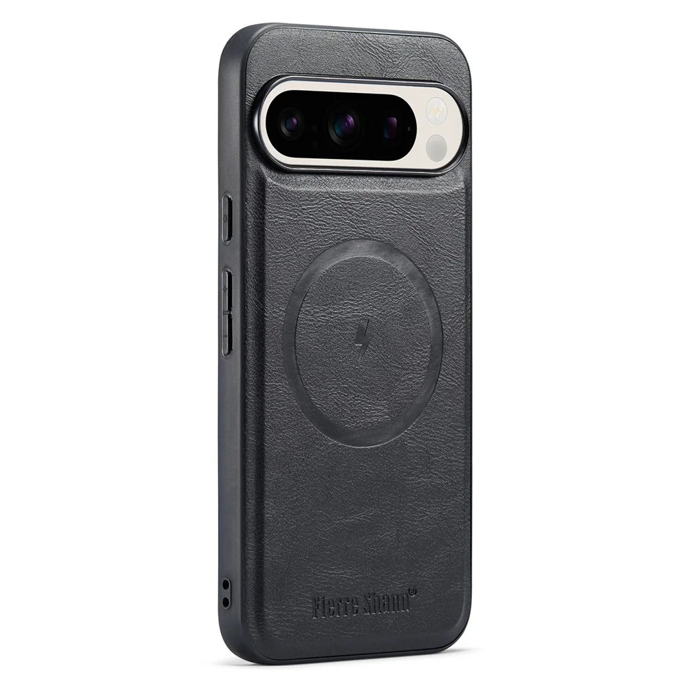 FIERRE SHANN 025 Style For Google Pixel 9 Pro XL Case Leather+TPU Detachable Card Slots Phone Cover - Black - 3