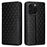 For iPhone 16 Pro Max Wallet Case Rhombus Imprinted Leather Phone Cover - Black - 1