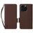 For iPhone 16 Pro Max Case with Wrist Strap Litchi Texture PU Leather Wallet Phone Cover - Brown - 1