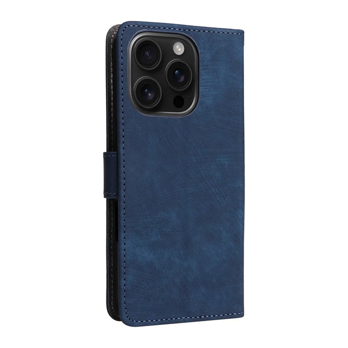 For iPhone 16 Pro Max Wallet Case RFID Blocking PU Leather Cover Stand View - Blue - 7