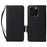 For iPhone 16 Pro Case with Wrist Strap Litchi Texture PU Leather Wallet Phone Cover - Black - 1