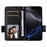 For iPhone 16 Pro Case with Wrist Strap Litchi Texture PU Leather Wallet Phone Cover - Black - 2