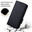 For iPhone 16 Pro Case with Wrist Strap Litchi Texture PU Leather Wallet Phone Cover - Black - 6