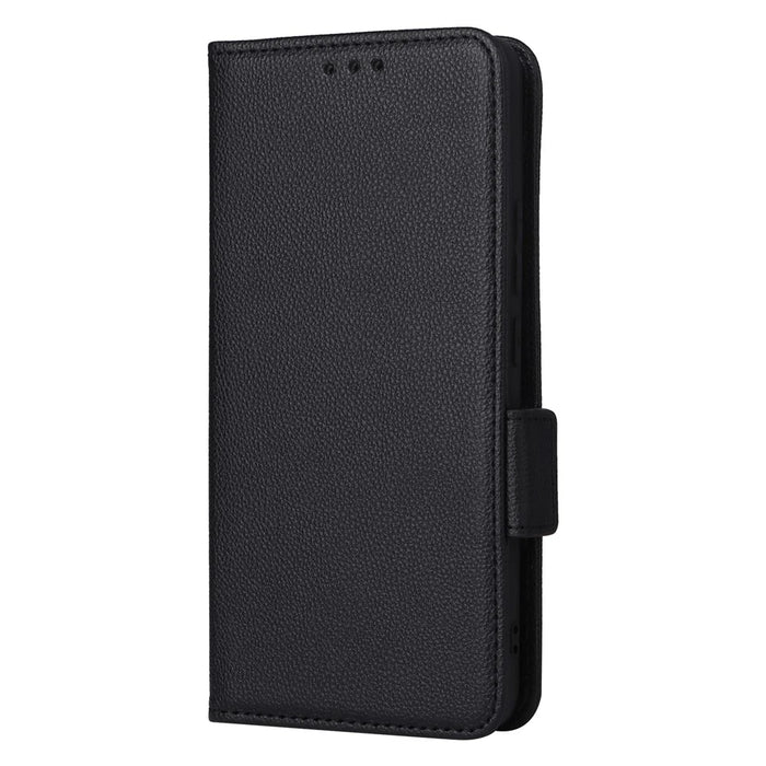 For iPhone 16 Pro Case with Wrist Strap Litchi Texture PU Leather Wallet Phone Cover - Black - 7