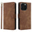 For iPhone 16 Pro Wallet Case RFID Blocking PU Leather Cover Stand View - Brown - 1