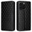 For iPhone 16 Pro Wallet Case Rhombus Imprinted Leather Phone Cover - Black - 1