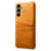 For Samsung Galaxy S24 FE Case Dual Card Slots PU Leather + Hard PC Phone Cover - Orange - 2