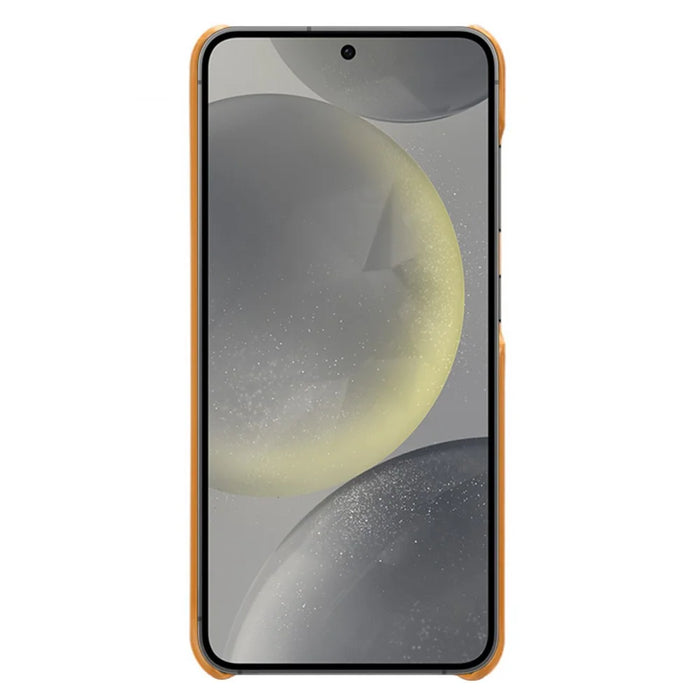 For Samsung Galaxy S24 FE Case Dual Card Slots PU Leather + Hard PC Phone Cover - Orange - 3