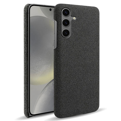 For Samsung Galaxy S24 FE Case Cloth Texture Anti-Scratch Protective PC Phone Cover - Black - 1
