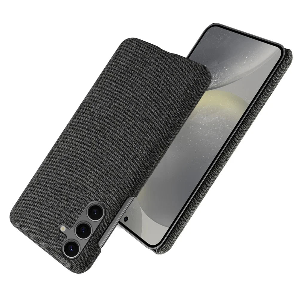For Samsung Galaxy S24 FE Case Cloth Texture Anti-Scratch Protective PC Phone Cover - Black - 2