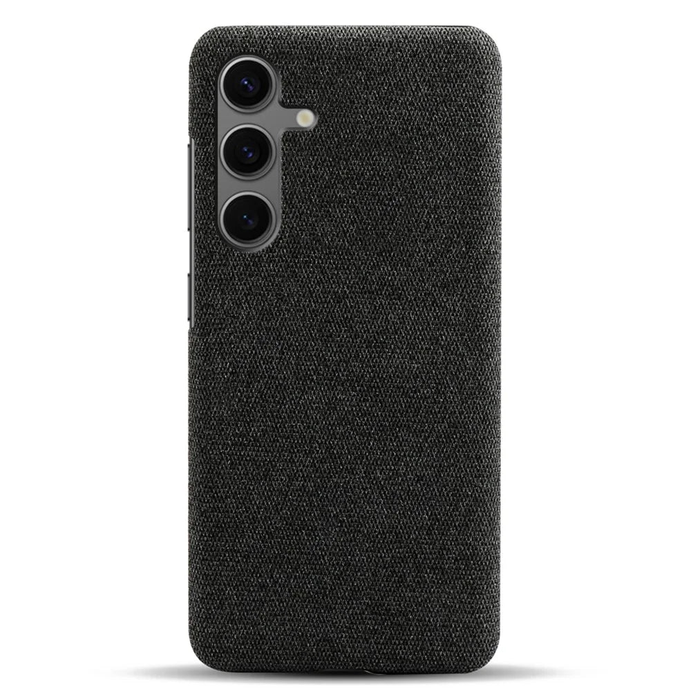 For Samsung Galaxy S24 FE Case Cloth Texture Anti-Scratch Protective PC Phone Cover - Black - 3