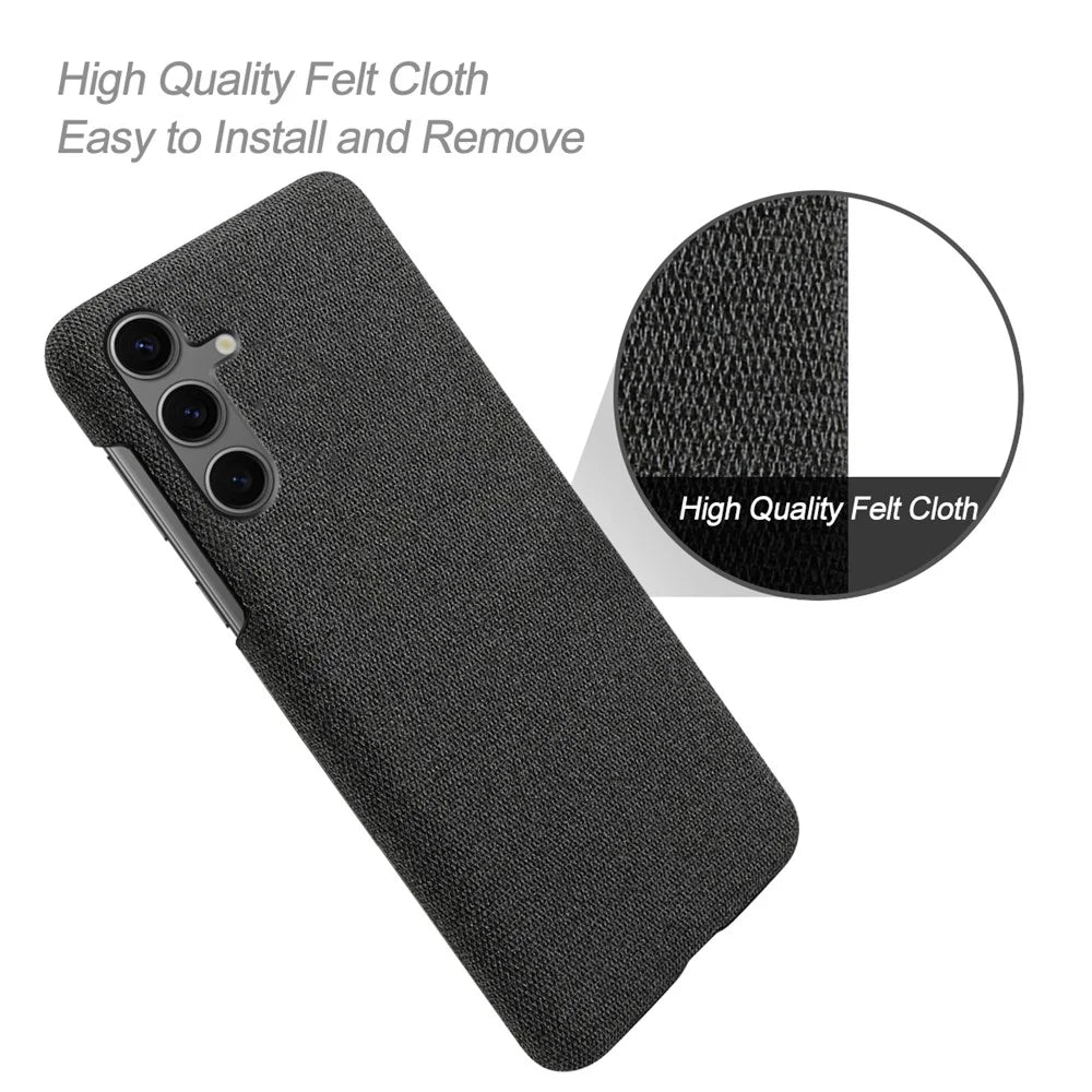 For Samsung Galaxy S24 FE Case Cloth Texture Anti-Scratch Protective PC Phone Cover - Black - 4