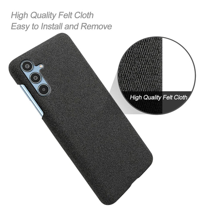 For Samsung Galaxy M35 5G Case Cloth Texture Anti-Scratch Protective PC Phone Cover - Black - 4