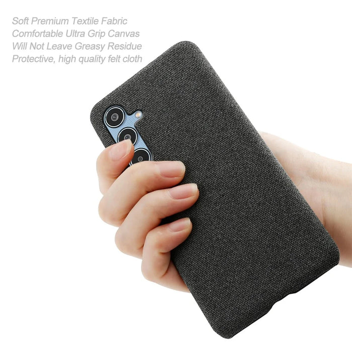 For Samsung Galaxy M35 5G Case Cloth Texture Anti-Scratch Protective PC Phone Cover - Black - 6