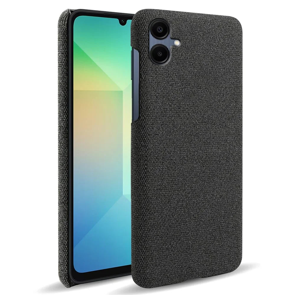 For Samsung Galaxy A06 4G Case Cloth Texture Anti-Scratch Protective PC Phone Cover - Black - 1