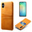 For Samsung Galaxy A06 4G Case Dual Card Slots PU Leather + Hard PC Phone Cover - Orange - 1