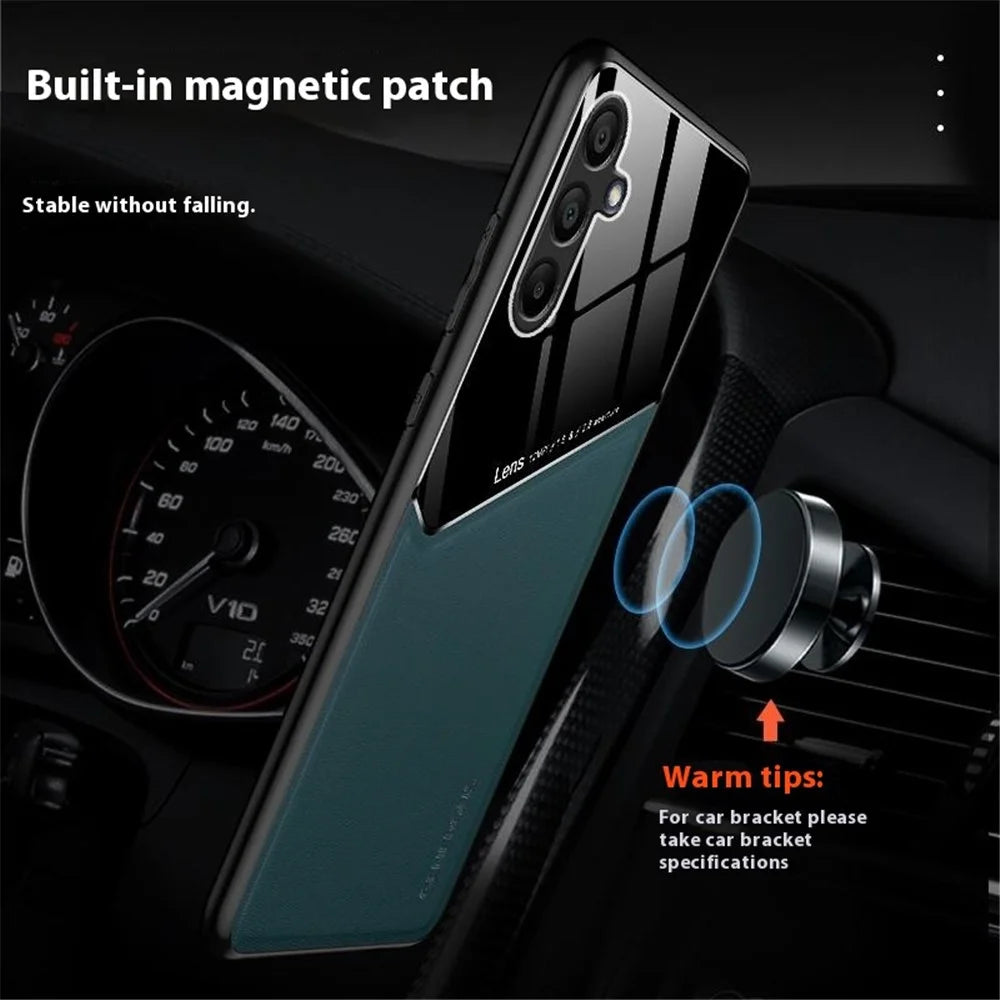 For Samsung Galaxy A16 5G / A16 4G Case Leather Coated PC+TPU Phone Back Cover - Orange - 5