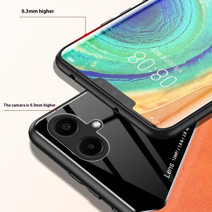 For Samsung Galaxy A06 4G Case Leather Coated PC+TPU Phone Back Cover - Orange - 2
