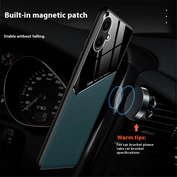 For Samsung Galaxy A06 4G Case Leather Coated PC+TPU Phone Back Cover - Orange - 5