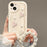 For iPhone 14 Case 3D Heart Design TPU Phone Cover with Laser Beaded Strap - White - 1
