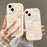 For iPhone 14 Case 3D Heart Design TPU Phone Cover with Laser Beaded Strap - White - 2