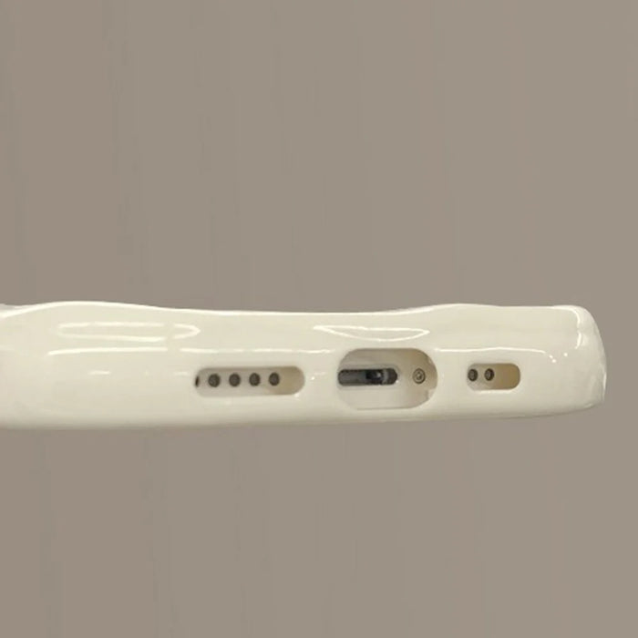 For iPhone 14 Case 3D Heart Design TPU Phone Cover with Laser Beaded Strap - White - 7