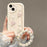 For iPhone 15 Case 3D Heart Design TPU Phone Cover with Laser Beaded Strap - White - 1