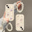 For iPhone 15 Case 3D Heart Design TPU Phone Cover with Laser Beaded Strap - White - 2