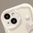 For iPhone 15 Case 3D Heart Design TPU Phone Cover with Laser Beaded Strap - White - 5