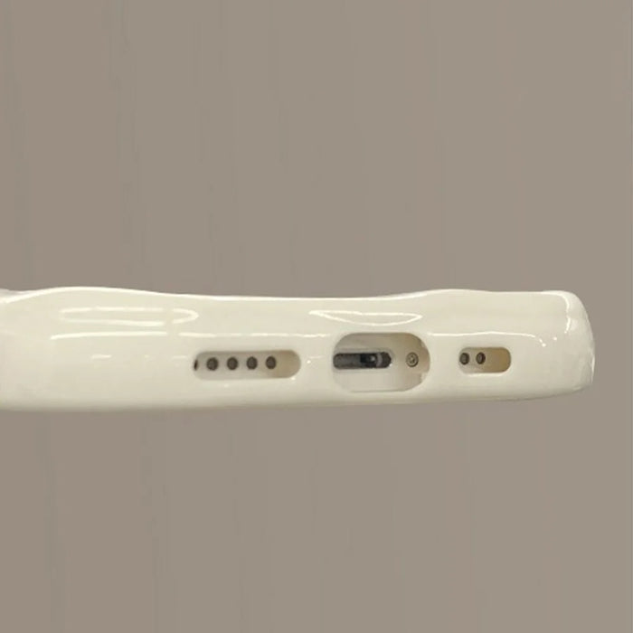 For iPhone 15 Case 3D Heart Design TPU Phone Cover with Laser Beaded Strap - White - 7