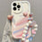 For iPhone 16 Pro Case Rainbow Graffiti 3D Heart Decor Silicone Phone Cover with Beaded Strap - 1
