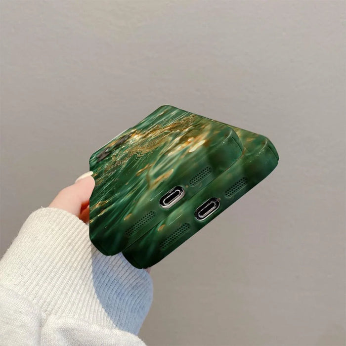 For iPhone 16 Pro Max Case Flowing Gold Pattern Hard PC Phone Cover - Green 1 - 4