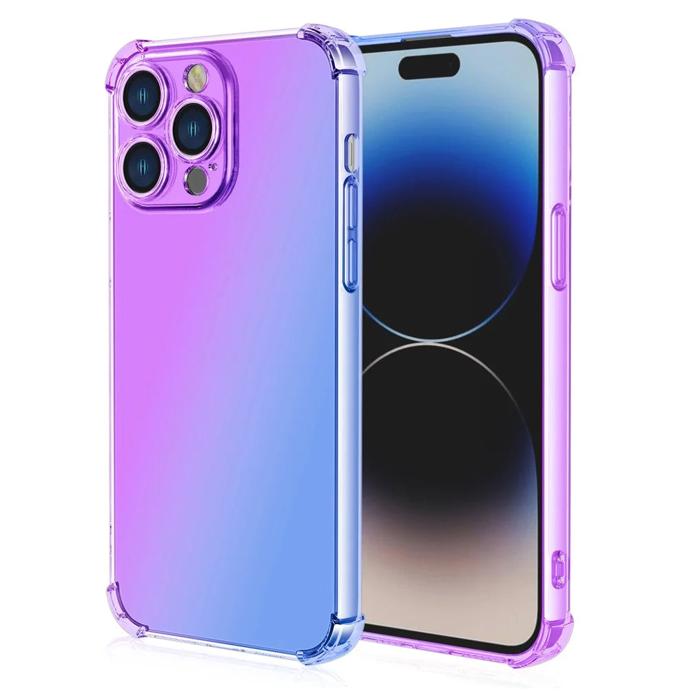 For iPhone 16 Pro Max Case Gradient Color TPU Phone Case Anti-Drop Phone Cover - Purple  /  Blue - 1