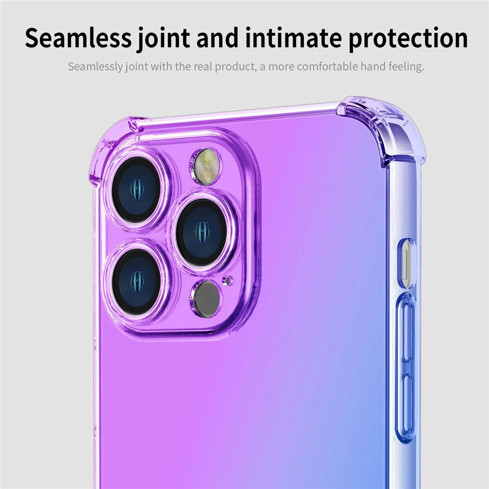 For iPhone 16 Pro Case Gradient Color TPU Phone Case Anti-Drop Phone Cover - Purple  /  Blue - 6
