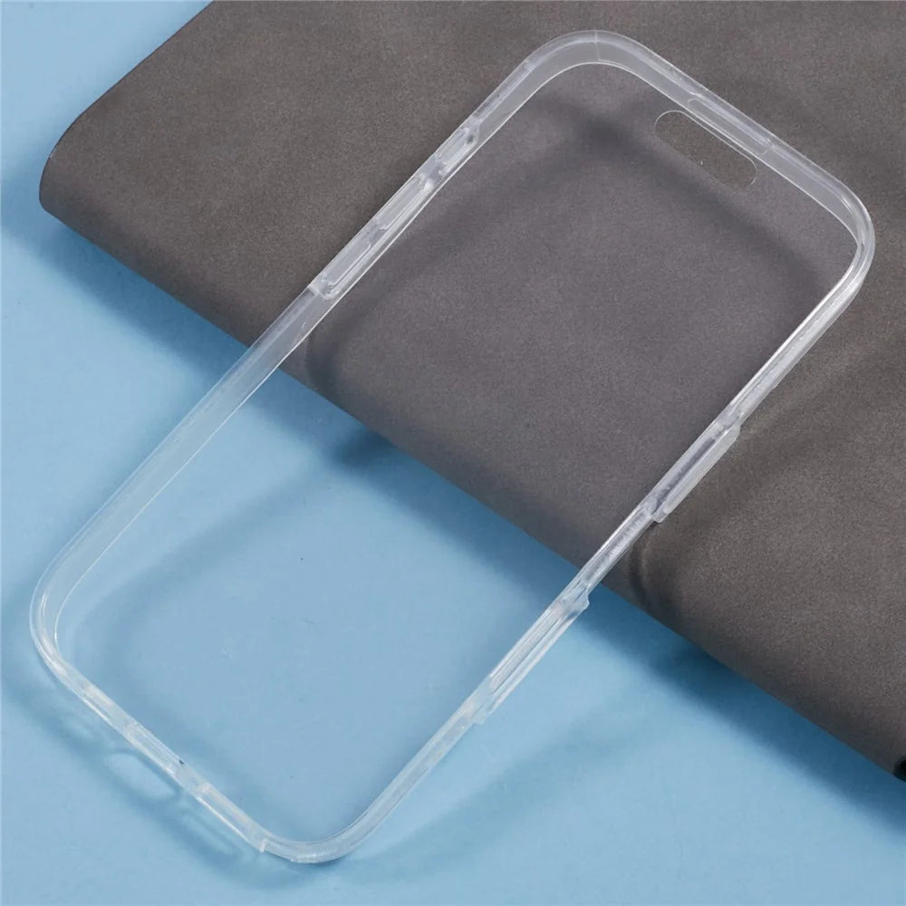 For iPhone 16 Pro Max Case TPU Frame Clear Acrylic Back Phone Cover with PET Film - 6