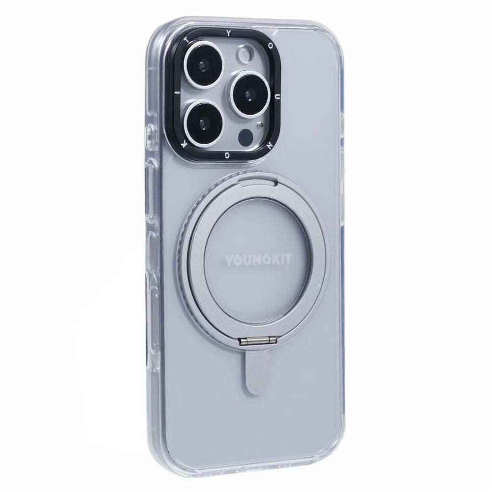 YOUNGKIT For iPhone 16 Pro Max Case Rotating Magnetic Kickstand TPU+PC Phone Cover - 1