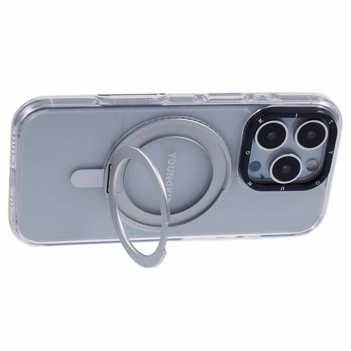 YOUNGKIT For iPhone 16 Pro Max Case Rotating Magnetic Kickstand TPU+PC Phone Cover - 5
