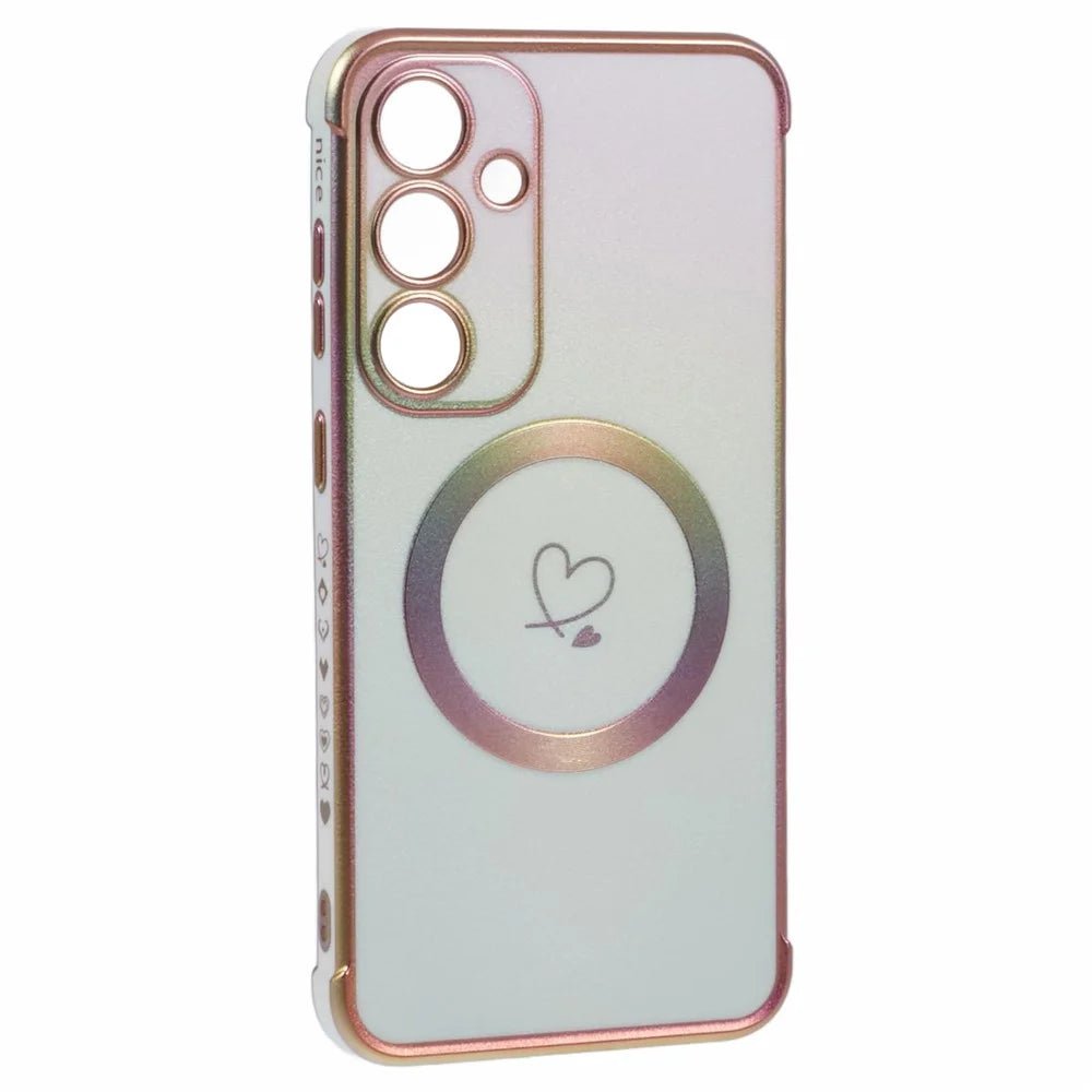 For Samsung Galaxy S24 Magnetic Case TPU Gradient Electroplated Phone Cover - Colorful White - 3