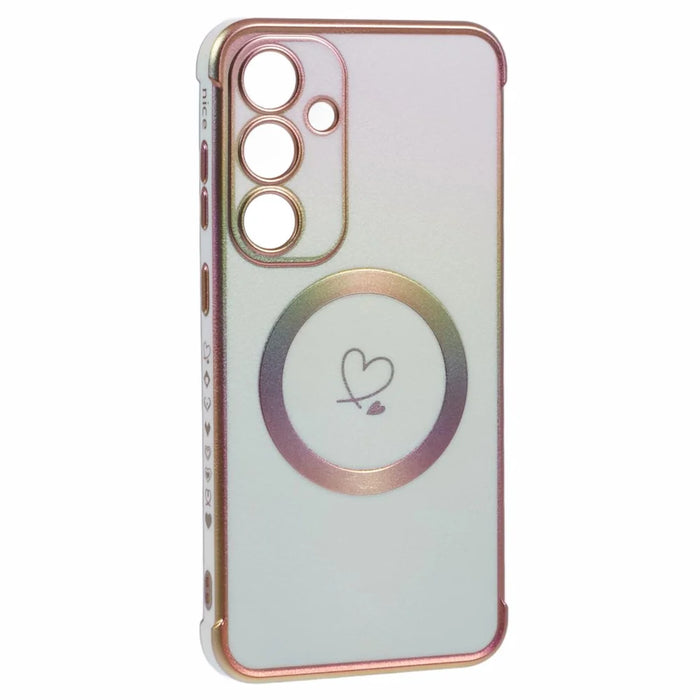 For Samsung Galaxy S23 FE Magnetic Case TPU Gradient Electroplated Phone Cover - Colorful White - 3