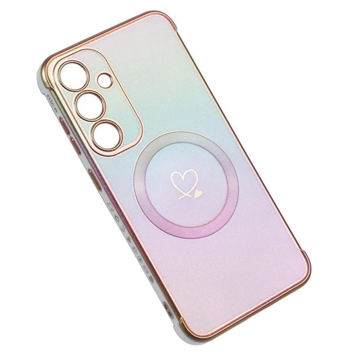 For Samsung Galaxy S23 FE Magnetic Case TPU Gradient Electroplated Phone Cover - Colorful White - 6